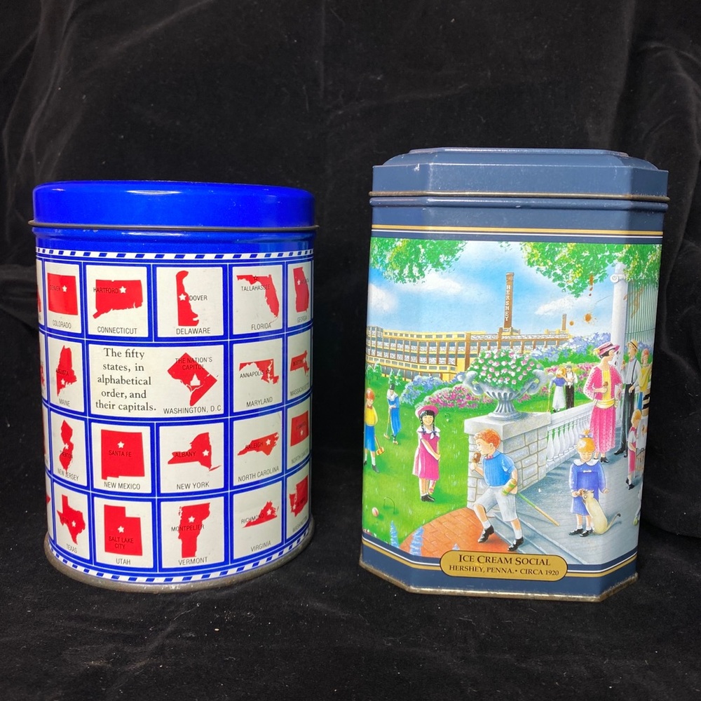 Lot of 2 Vntg Tins Hershey’s & Valleybrook Farms